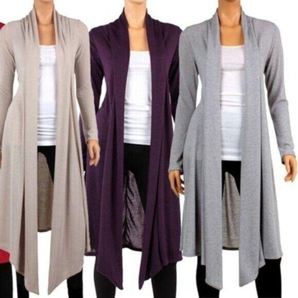 Bee Uniq Womens Cardigan Sweater Knee Length Open Front Hacci Duster Gray Small - Picture 11 of 11